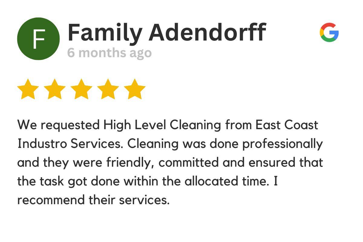 High Level Cleaning Google Review