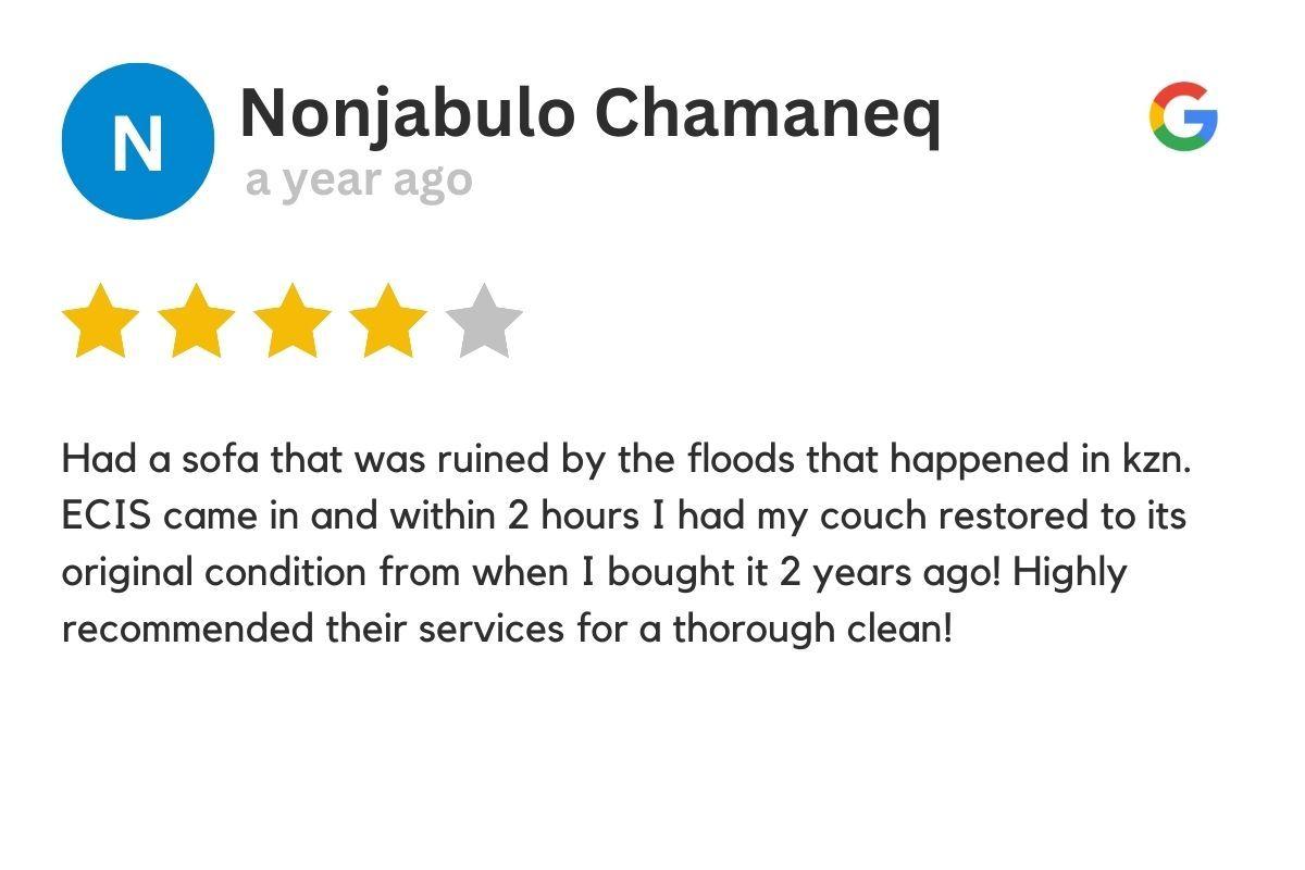 Google Review Flooded Couch Damage